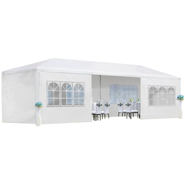 10X30' Wedding Party Canopy Tent Outdoor Gazebo With 8 Removable Sidewalls - White