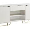 Buffet With Two Cabinets One Drawer With Six Shelves On Metal Legs - White / Gold - Image 4