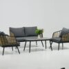 4 Pieces Patio Furniture Set, PE Rattan Wicker With Washable Cushion And Tempered Glass Tabletop, Conversation Furniture For Garden Poolside Balcony - Black / Natural - Image 15
