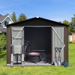10'X8' Garden Sheds Outdoor Storage Sheds - Brown / Black