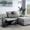 Destiny - Linen Sectional Sofa With Dropdown Table - Gray - Image 4