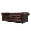 Traditional Tufted Leather Chesterfield Nailhead Sofa - Brown - Image 2