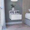 Floating Nightstand Wall Mounted With Single Drawer And 2 Tier Shelf - White - Image 2