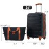 Hardshell Luggage Sets 24" / Bag Spinner Suitcase With Tsa Lock Lightweight - Black / Brown - Image 5