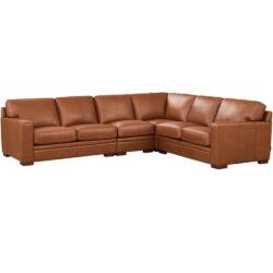 Dillon - Leather L-Shaped Sectional - Brown