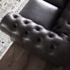 Traditional Tufted Leather Chesterfield Nailhead Sofa - Gray - Image 3