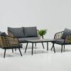 4 Pieces Patio Furniture Set, PE Rattan Wicker With Washable Cushion And Tempered Glass Tabletop, Conversation Furniture For Garden Poolside Balcony - Black / Natural - Image 20