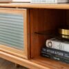 TV Cabinet With Chinese Changhong Glass Doors, Two Drawer Storage Space TV Standing - Cherry - Image 10