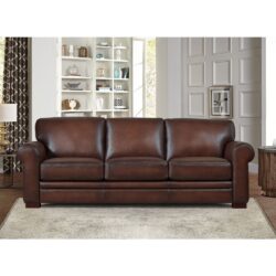 Brookfield-Top Grain Leather Sofa Couch - Caramel