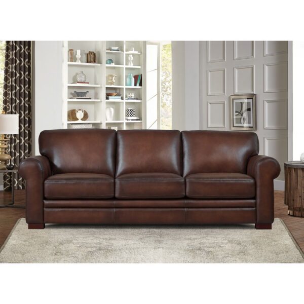 Brookfield-Top Grain Leather Sofa Couch - Caramel