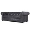 Traditional Tufted Leather Chesterfield Nailhead Sofa - Gray - Image 2