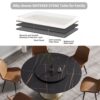 59.05" Modern Artificial Stone Round Carbon Steel Base Dining Table, Can Accommodate 6 People, Artificial Stone Turntable - White / Black - Image 4