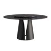 53.15" Round Modern Artificial Stone Carbon Steel Base Dining Table, Can Accommodate 6 People - Black / Gold - Image 7