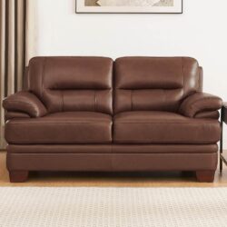 Luxor - Leather Loveseat - Pecan