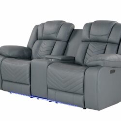 Raize - 10 Power Console Reclining Loveseat With LED - Gray