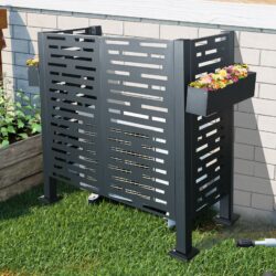4 X 2 Ft Air Conditioner Fence For Outdoor Units, Metal Privacy Fence Cover, Perfect To Conceal Air Conditioning Units - Charcoal