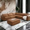 Brighton - Top Grain Leather 6 Pieces Modular Sectional With 1 Ottoman - Brown - Image 2