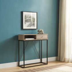 Console Table With One Drawer And Open Cubby - Brown / Black