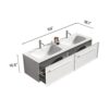 U052-Nevia60W-206 Nevia Bathroom Vanity With Automatic LED Drawer Light, Wall Mounted Bathroom Vanity With Integrated Solid Surface Sink, Without Drain - Snow White - Image 12