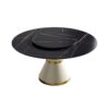 59.05" Modern Artificial Stone Round Carbon Steel Base Dining Table, Can Accommodate 6 People, Artificial Stone Turntable - White / Black - Image 7