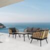 4 Pieces Patio Furniture Set, PE Rattan Wicker With Washable Cushion And Tempered Glass Tabletop, Conversation Furniture For Garden Poolside Balcony - Black / Natural - Image 7