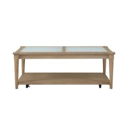 Frosted Glass Top Cocktail Table With Casters - Sand