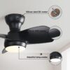 23" Bedroom Ceiling Fan With 3 Color Dimmable 3 ABS Blades Remote Control Dc Motor Black With 18W Led Light - Black - Image 3