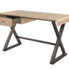 Danton - Aluminum Top Grain Leather Rectangular Writing Desk - Gold - Image 2