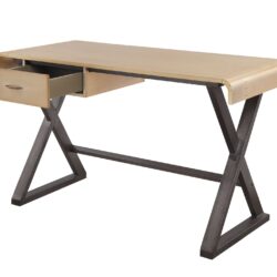 Danton - Aluminum Top Grain Leather Rectangular Writing Desk - Gold