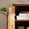 Home Office Desk One Cabinet Three Shelves Faux Barn Door On Metal Euro Hinges Modesty Panel - Distressed Wood - Image 5