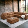 Brighton - Top Grain Leather 6 Pieces Modular Sectional With 1 Ottoman - Brown - Image 4