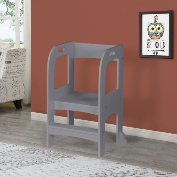 Child Standing Tower, Step Stool For Kids, Toddler Step Stool For Kitchen Counter - Gray