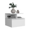 Floating Nightstand Wall Mounted With Single Drawer And 2 Tier Shelf - White - Image 6