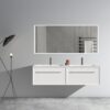 U052-Nevia60W-206 Nevia Bathroom Vanity With Automatic LED Drawer Light, Wall Mounted Bathroom Vanity With Integrated Solid Surface Sink, Without Drain - Snow White - Image 2