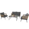 4 Pieces Patio Furniture Set, PE Rattan Wicker With Washable Cushion And Tempered Glass Tabletop, Conversation Furniture For Garden Poolside Balcony - Black / Natural - Image 2