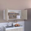 Wall Cabinet Two Doors, Two Internal Shelves - White / Light Gray - Image 4