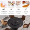 53.15" Round Modern Artificial Stone Carbon Steel Base Dining Table, Can Accommodate 6 People - Black / Gold - Image 5