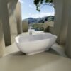 Freestanding Solid Surface Bathtub, Luxury Engineered Stone Resin Freestanding Soaking Bathtub With Overflow And Pop-Up Drain Cupc Certified, 22S04-67 - Matte White - Image 5