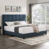 King Size Squares Upholstered Platform Bed - Navy Blue Denim - Image 11