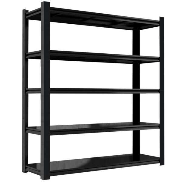 Tall Metal Shelves With 5 Removable Dividers Are High Capacity And Load Bearing For Garages, Kitchens And Offices - Black