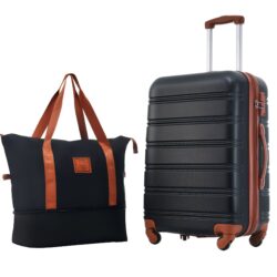 Hardshell Luggage Sets 24" / Bag Spinner Suitcase With Tsa Lock Lightweight - Black / Brown