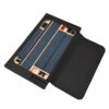 King Size Squares Upholstered Platform Bed - Navy Blue Denim - Image 8