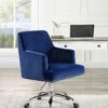 Trenerry - Velvet Office Chair - Blue / Chrome - Image 8