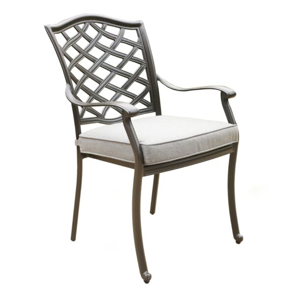 Rectangular 6 Person 68" Long Aluminum Dining Set With Sunbrella Cushions - Brown Gray