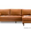 Mid-Century Tufted Leather Sectional With Reversible Chaise - Cognac - Image 2