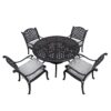 Stylish Outdoor 5 Piece Aluminum Dining Set With Cushion (4 Arm Chairs And Table) - Sandstorm - Image 3