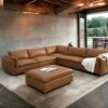 Brighton - Top Grain Leather 6 Pieces Modular Sectional With 1 Ottoman - Brown - Image 3