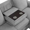 Destiny - Linen Sectional Sofa With Dropdown Table - Gray - Image 3