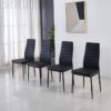 5 Pieces Dining Set, Table Metal Leg Mid-Century Dining Table For 4 - 6 People With Glass Table Top, Pedestal Dining Table, End Table Coffee Table - Black - Image 2