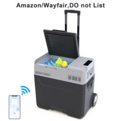 Car Freezer Portable Refrigerator Freezer With App Control And 6'' Off-Road Wheels, 12V, 45W Cooler Freezer, Low Noice - Antique White / Gray